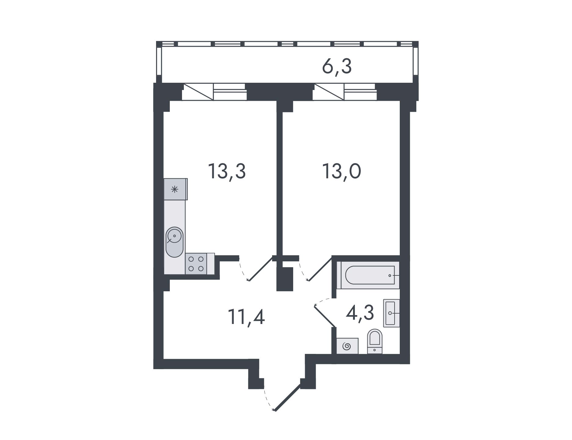 планировка квартиры 48 м2